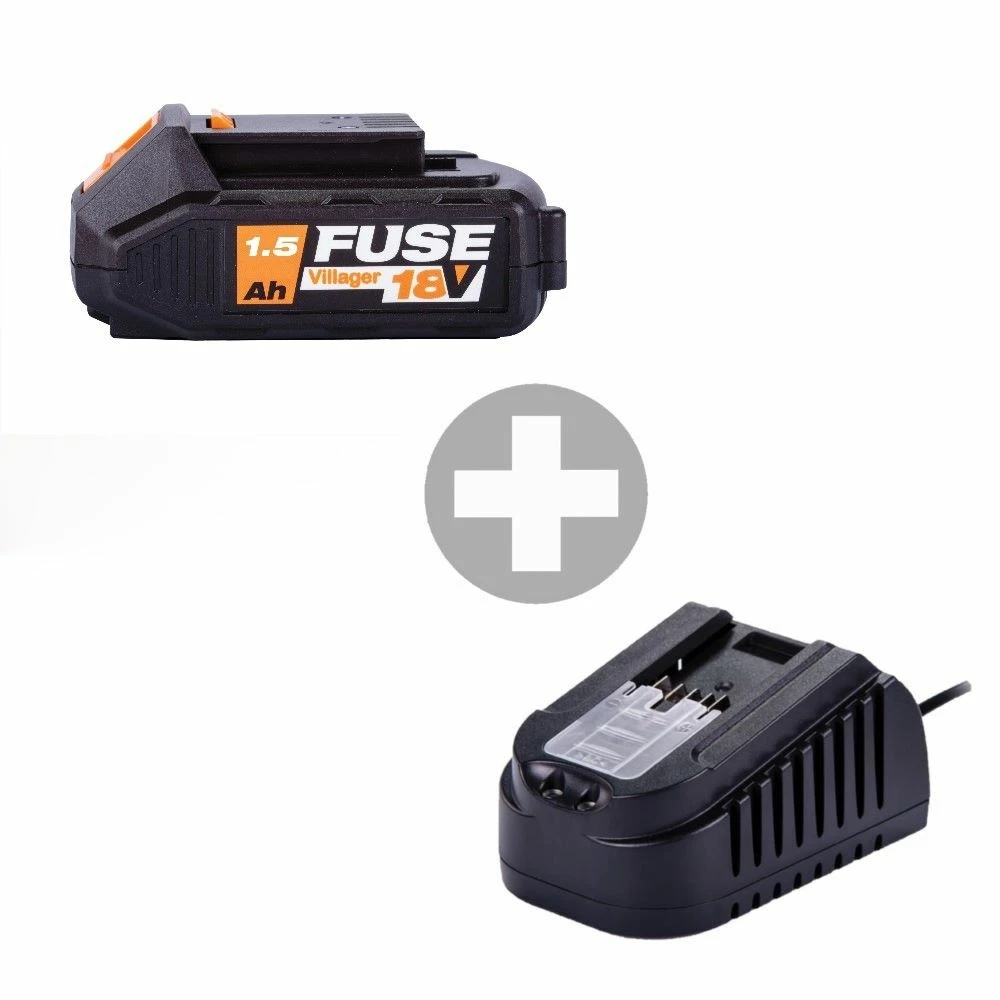 Batterie Lithium Ion 18 Volts 1,5ah Avec Chargeur 2.4a Villager Fuse – Image 4