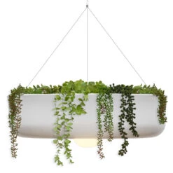 Jardinière Ronde Suspendue Avec éclairage Sans Fil Elba 59 Cm De Diamètre