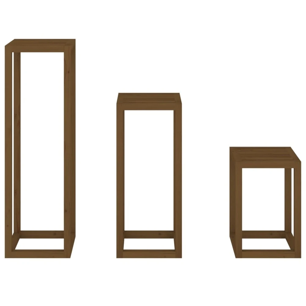 VIDAXL Ensemble De Supports Pour Plantes 3 Pcs Marron Miel Bois De Pin – Image 6