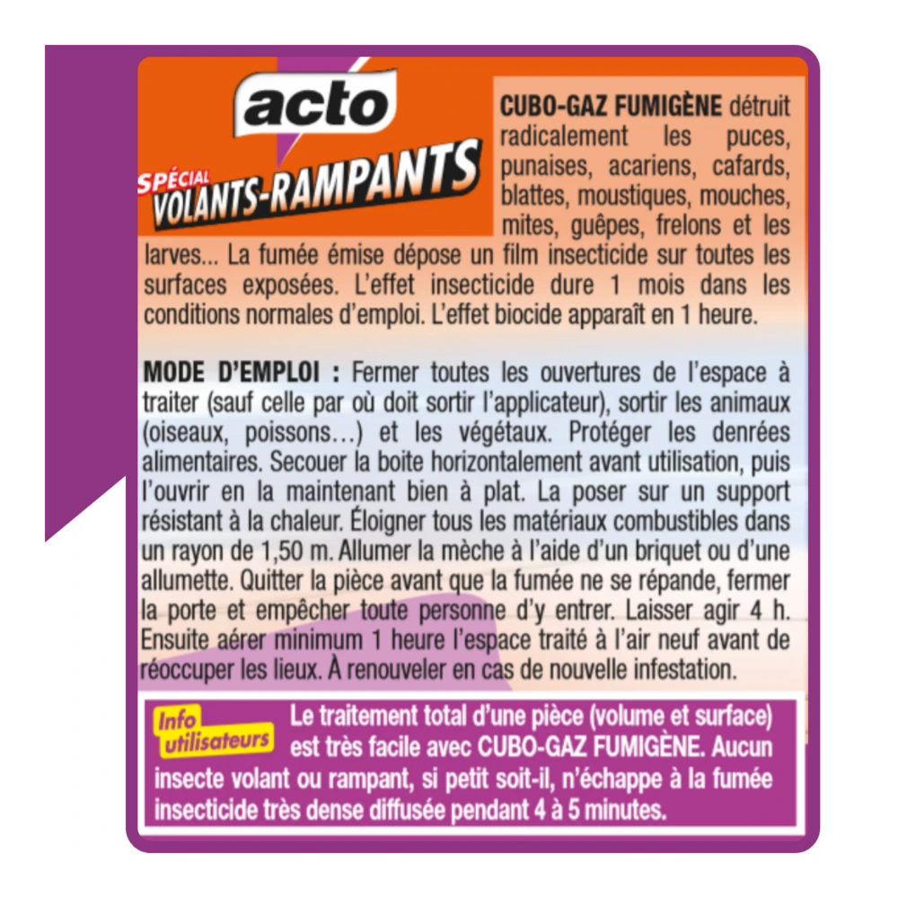 Acto Cubo Gaz - Fumigène Insecticide Polyvalent | Fabriqué En France – Image 3